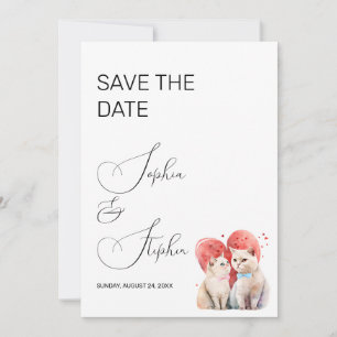 Save The Date Minimalisme avec un mariage de chats