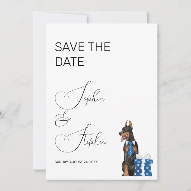 Save The Date Minimalisme avec une illustration de chien (Devant)