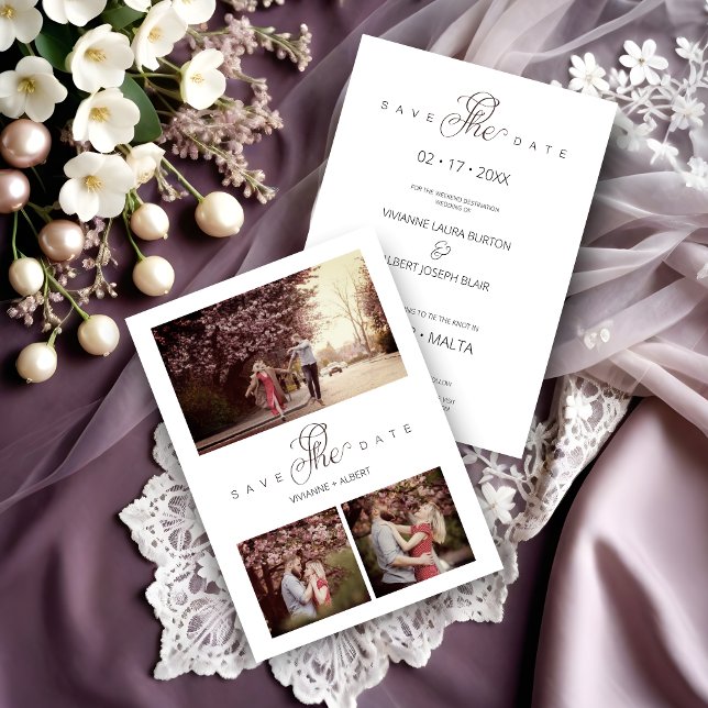 Save The Date Minimalisme dynamique 3 Collage photo Mariage mode (Vibrant Minimalism 3 Photo Collage Modern Wedding Save the Date Card. )