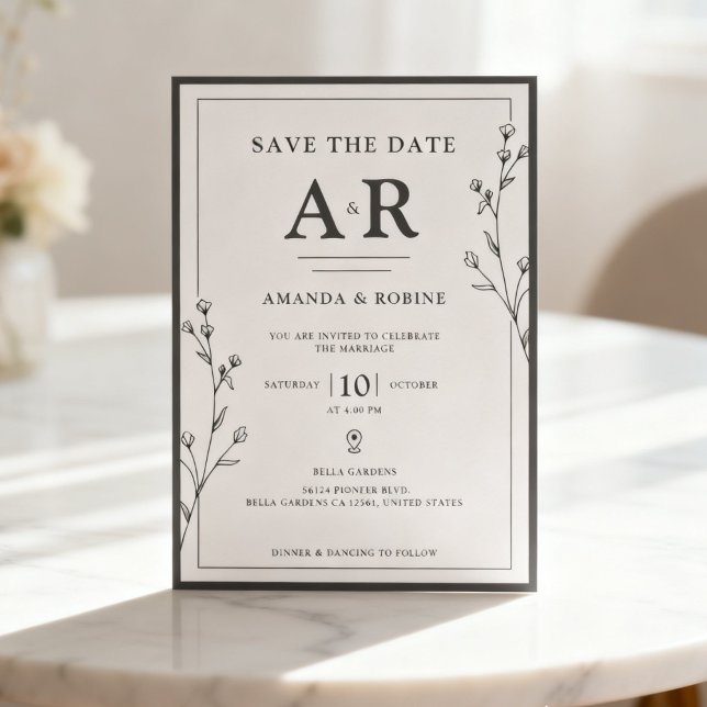 Save The Date Minimalist Black & White  (Créateur téléchargé)