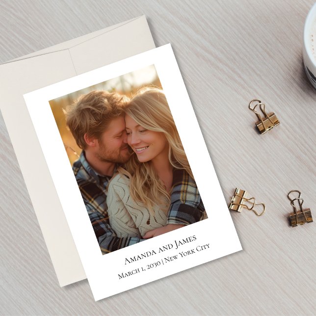 Save The Date Minimalist Photo | Modern Wedding Announcement (Photo Save The Date Card)