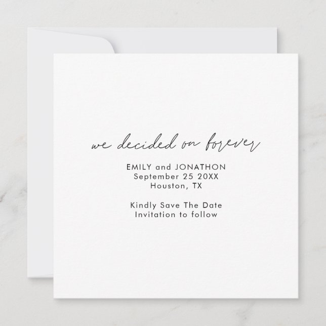 Save The Date Minimalist Script Decided on Forever Square (Devant)