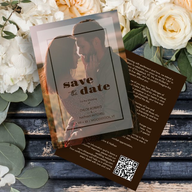 Save The Date Minimalist Transparency Vellum Effect Photo Card  (Minimalist Transparency Vellum Effect Photo Card Wedding Save the Date with Envelope.)