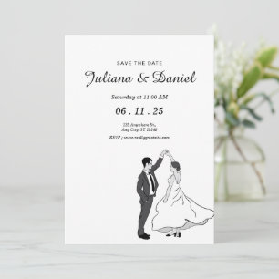 Save The Date Minimalist Whimsical Hand Drawn Wedd