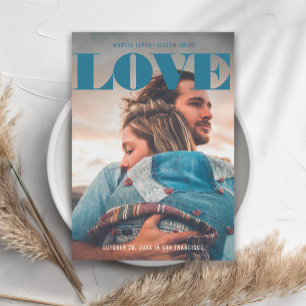 Save The Date Minimaliste Bold Denim LOVE Photo