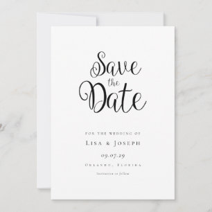 Save The Date Minimaliste écriture noir et blanc