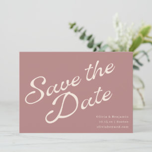 Save The Date Minimaliste Élégant Vintage Script Rose Poussiéreu
