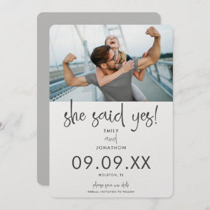 Save The Date Minimaliste Elle A Dit Oui Photo Script Moderne