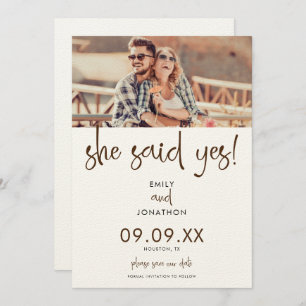 Save The Date Minimaliste Elle A Dit Oui Script Photo