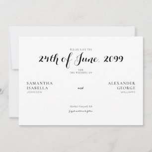 Save The Date Minimaliste Forme Noir & Blanc Mariage intemporel