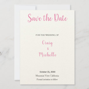 Save The Date Minimaliste mariage classique rose