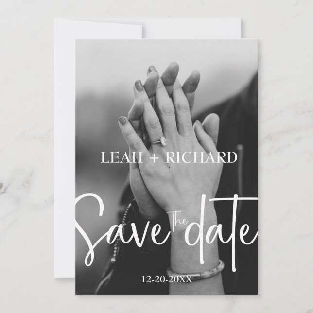 Save The Date Minimaliste Moderne – Nom personnalisé et date (Devant)