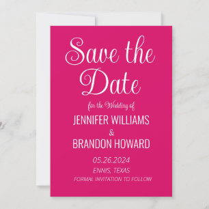 Save The Date Minimaliste moderne QR Code Fuchsia Magenta Mariag