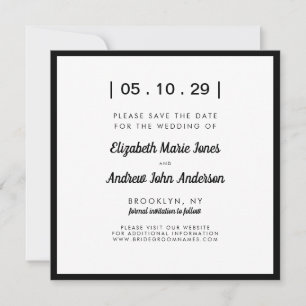 Save The Date Minimaliste moderne simple Gras noir Mariage blanc