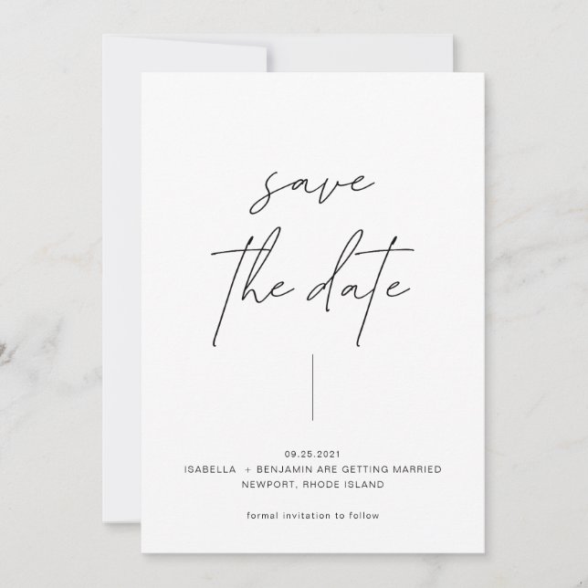 Save The Date Minimaliste Moderne Simple Noir & Blanc Avec Photo (Devant)