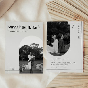 Save The Date Minimaliste noir et blanc 2 Mariage d'arche photo