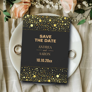 Save The Date Minimaliste Noir Gris Or Paillettes Points 5x7"