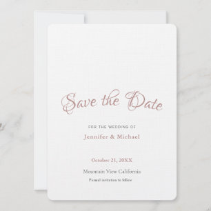 Save The Date Minimaliste Professionnel Couleur Or Rose Simple