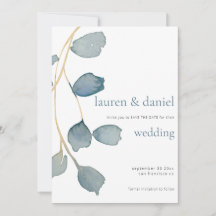 Minimaliste QR Dusty Mariage bleu