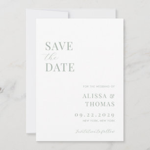 Save The Date Minimaliste Sage Vert Mariage moderne