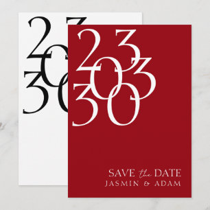 Save The Date Minimaliste Typographie Rouge Carmine Enregistrer 
