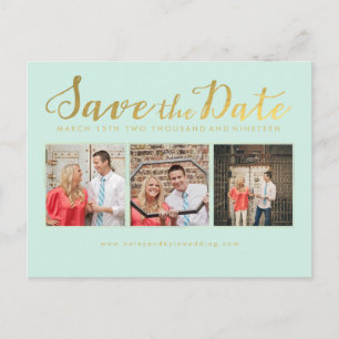 Save the Date Mint Script Typography Photo cards