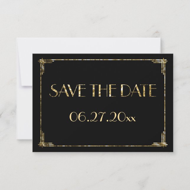 Save The Date Minuscule Art Déco Or Mariage Foil Enregistrer La  (Devant)