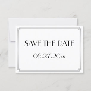 Save The Date Minuscule Gatsby Art Déco Mariage Argent Enregistr