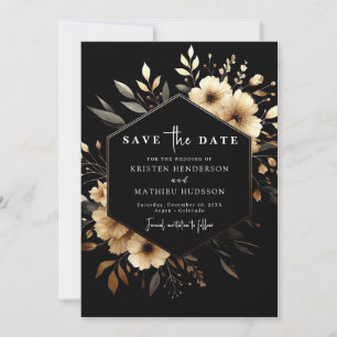 Save The Date Minuscule Mariage noir et or