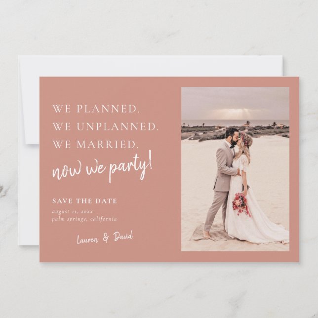 Save The Date Mise à jour du Mariage Desert Pink Enregistrer la  (Devant)