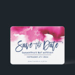 SAVE THE DATE MITZVAH modern dark pink watercolor Thank You Card<br><div class="desc">by kat massard >>> kat@simplysweetPAPERIE.com <<< A simple, stylish way to SAVE THE DATE for your guest's for attending your child's BAT MITZVAH Setup as a template it is simple for you to add your own details, or hit the customise button and you can add or change text, fonts, sizes...</div>