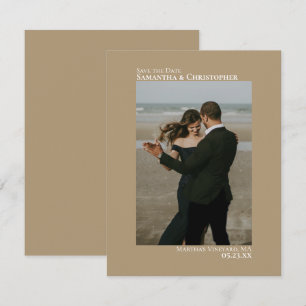 Save The Date Mocha Tan Mariage minimaliste photo verticale