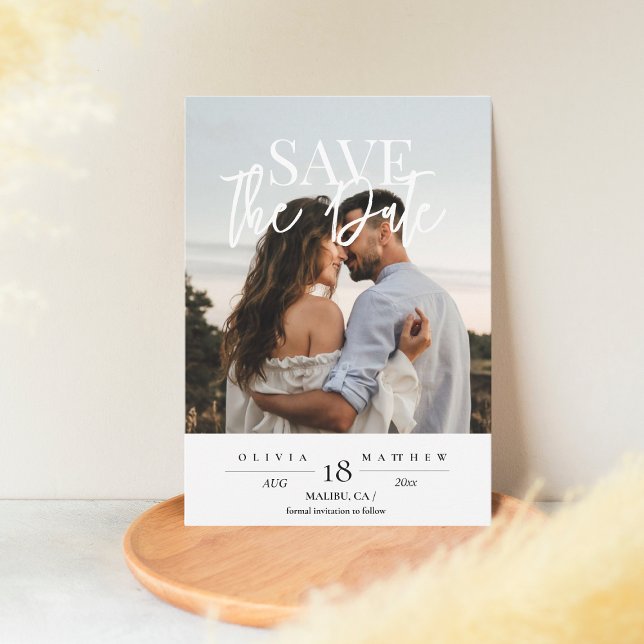 Save The Date Modern 2 Photo Wedding Enregistrer les Dates (Créateur téléchargé)