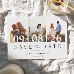 Save The Date Modern 3 Photo Collage Mariage