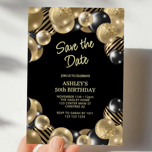 Save the Date Modern 50th Birthday Invitation (Creator Uploaded)