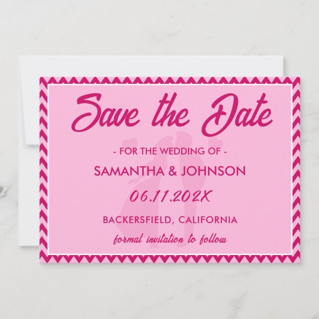 Save The Date Modern Blush Pink Chevron Stripe QR Code (Devant)