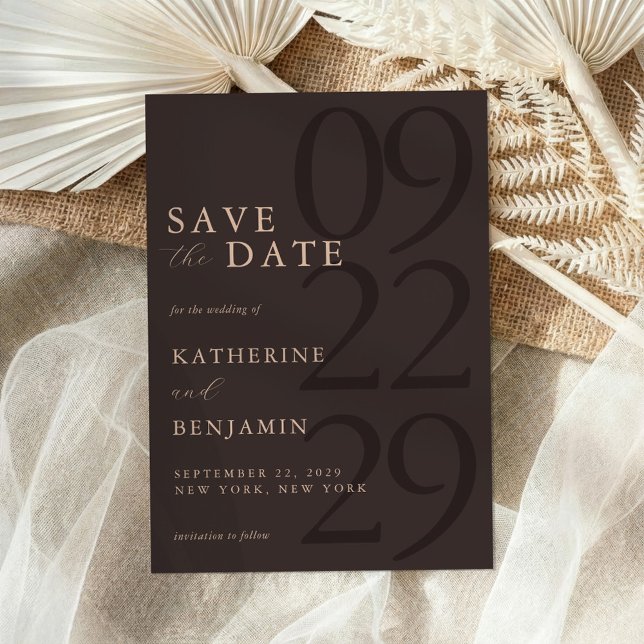 Save The Date Modern Brown Minimalist Wedding (Créateur téléchargé)