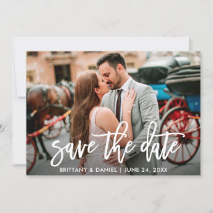 Save The Date Modern Brush Script Photo Card