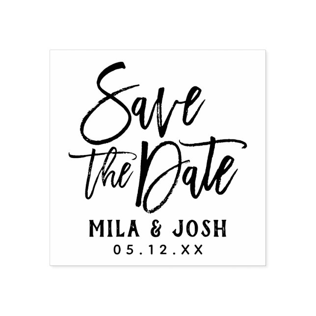 Save the Date Modern Brushed Script Custom Rubber Stamp (Imprint)