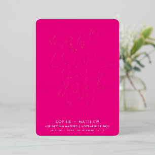 SAVE THE DATE modern calligraphy script hot pink