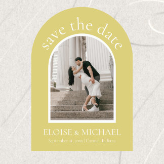 Save The Date Modern Chartreuse Wedding Arch Photo