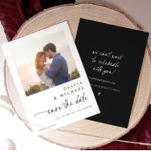 Modern Cute Handwriting Black and White Wedding