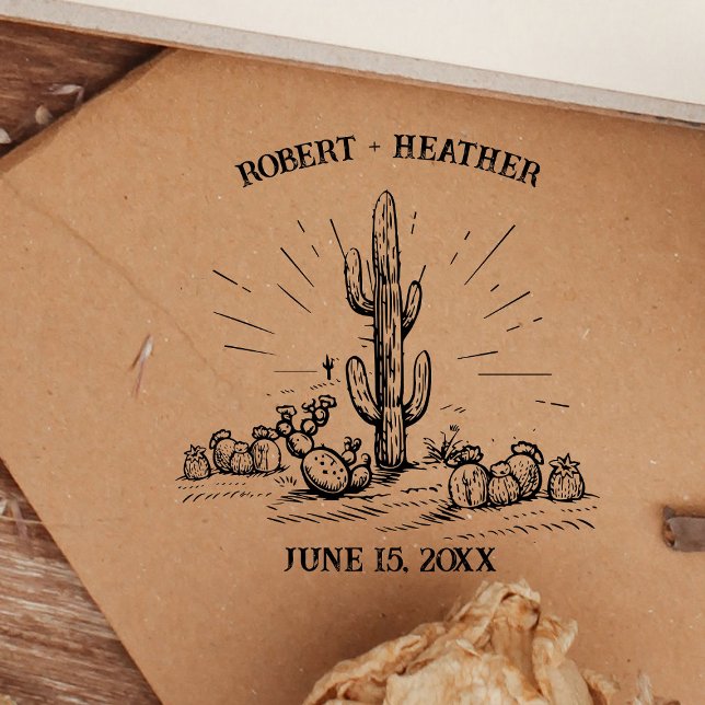 Save the Date Modern Desert Wedding Personalized Self-inking Stamp (Creator Uploaded)