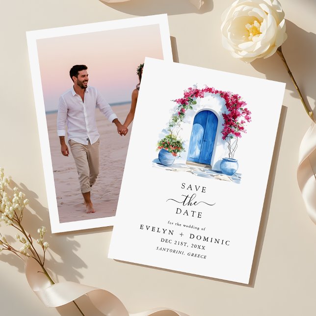 Save The Date Modern Destination Wedding Bougainvillea Photo (Créateur téléchargé)
