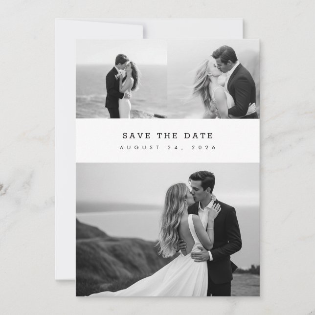 Save The Date Modern Elegant Classic Photo Collage Wedding (Devant)