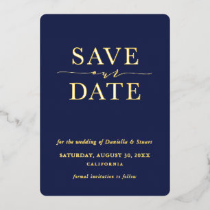 SAVE THE DATE modern elegant minimal navy blue