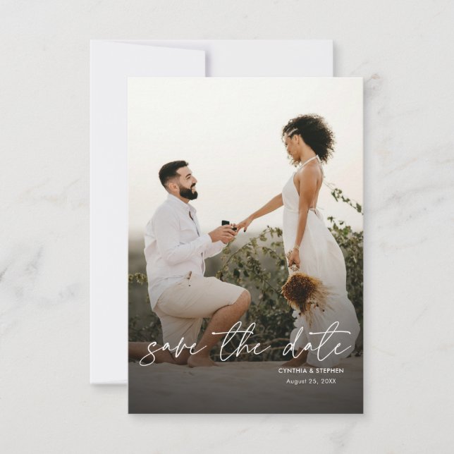 Save The Date Modern Elegant Simple Vertical Photo Wedding (Devant)