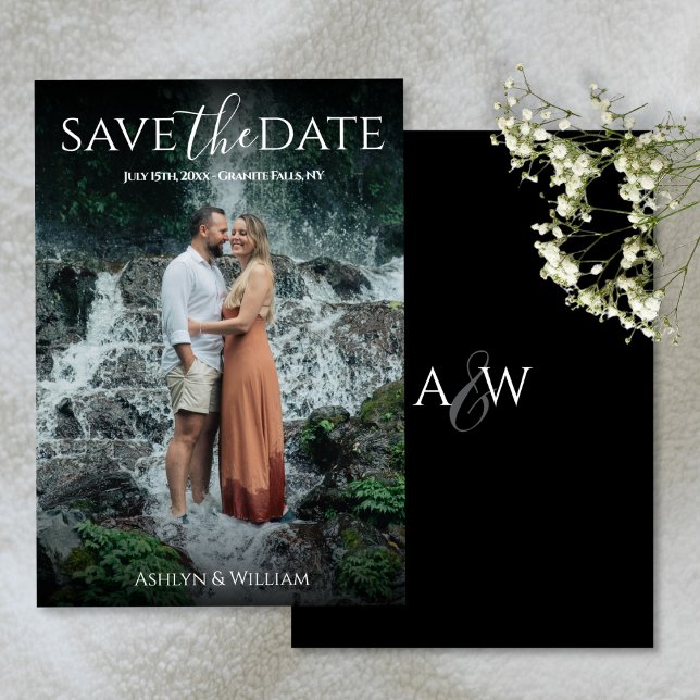 Save The Date Modern Elegant Typography Photo  (Créateur téléchargé)