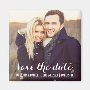 Save The Date Modern Engagement Photo Magnet S W