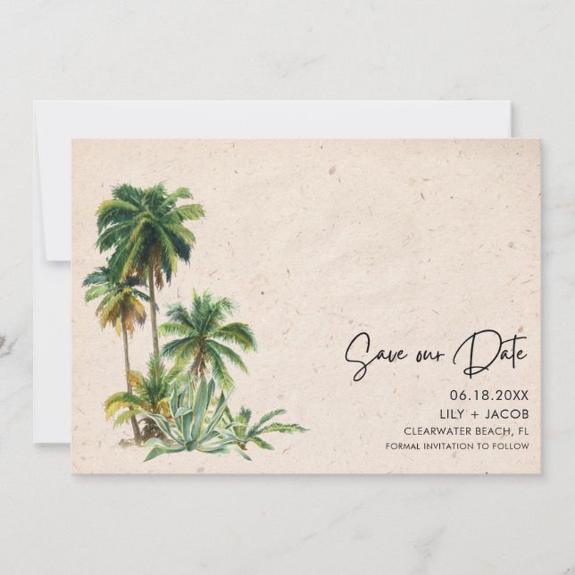 Save The Date Modern Florida Beach Mariage photo (Devant)